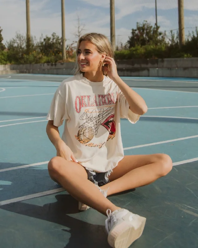 Rolling Stones Sooners Basketball Net Off White Thrifted Tee