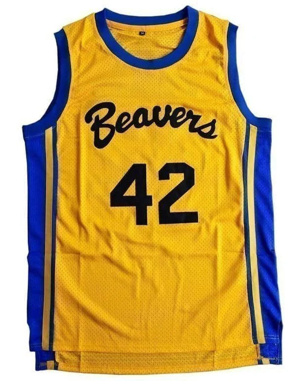 Teen Wolf Beavers #42 Scott Howard Gold Werewolf Jersey