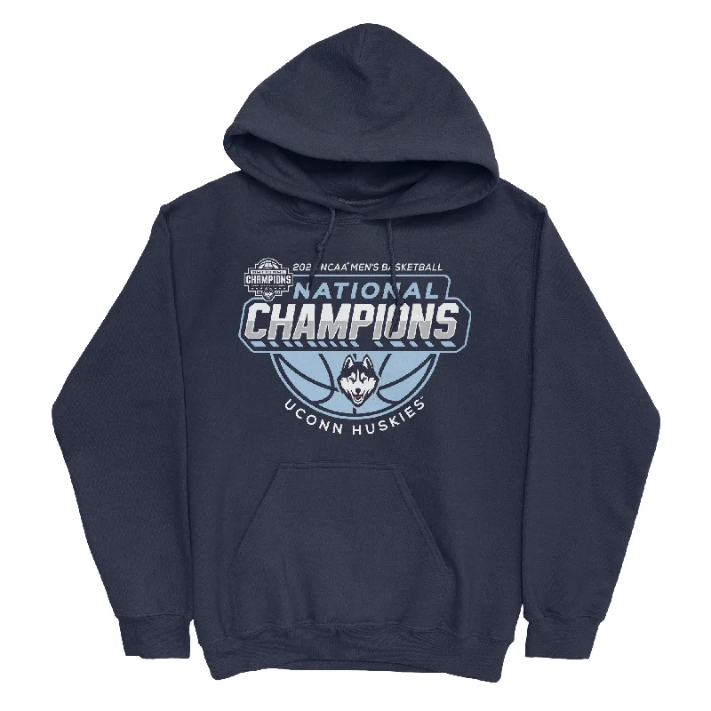 UCONN MBB 2024 National Champions Basketball Navy Hoodie