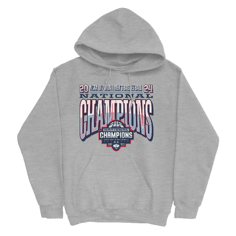 UCONN MBB 2024 National Champions Classic Sport Grey Hoodie