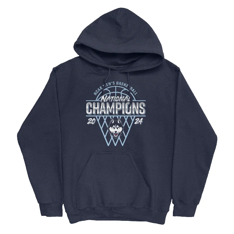 UCONN MBB 2024 National Champions Net Navy Hoodie