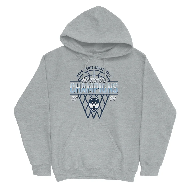 UCONN MBB 2024 National Champions Net Sport Grey Hoodie