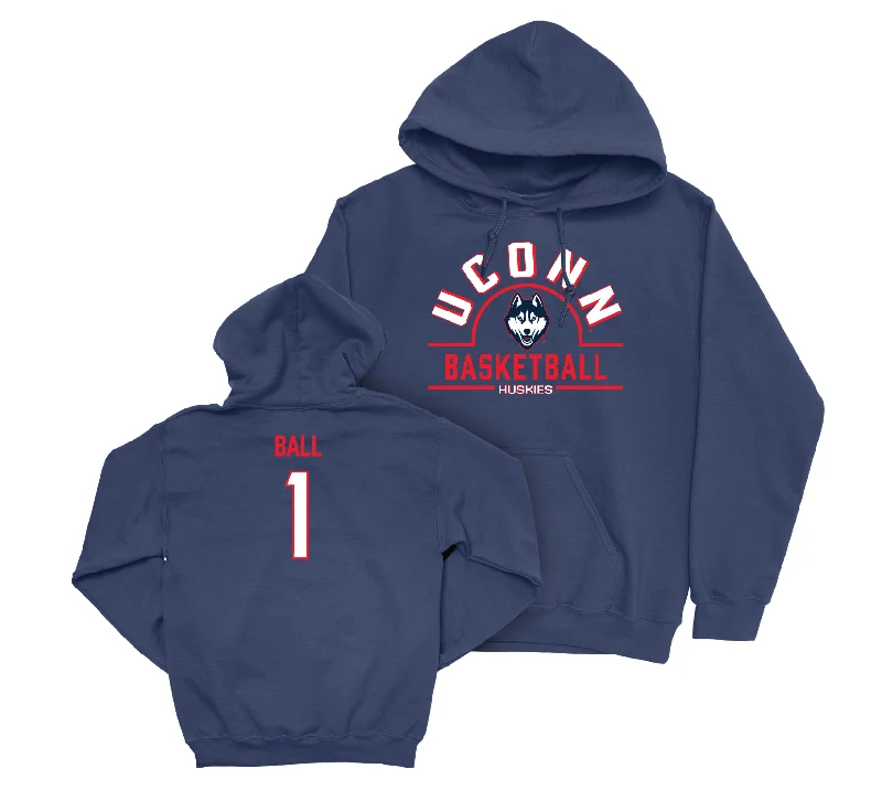 UConn Men's Basketball Arch Navy Hoodie - Solo Ball | #1