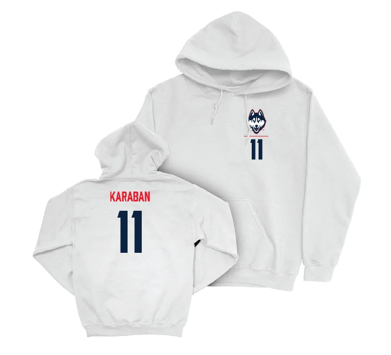 UConn Men's Basketball Logo White Hoodie - Alex Karaban | #11