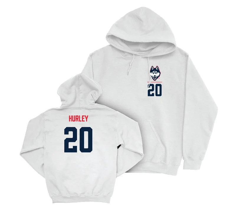 UConn Men's Basketball Logo White Hoodie - Andrew Hurley | #20