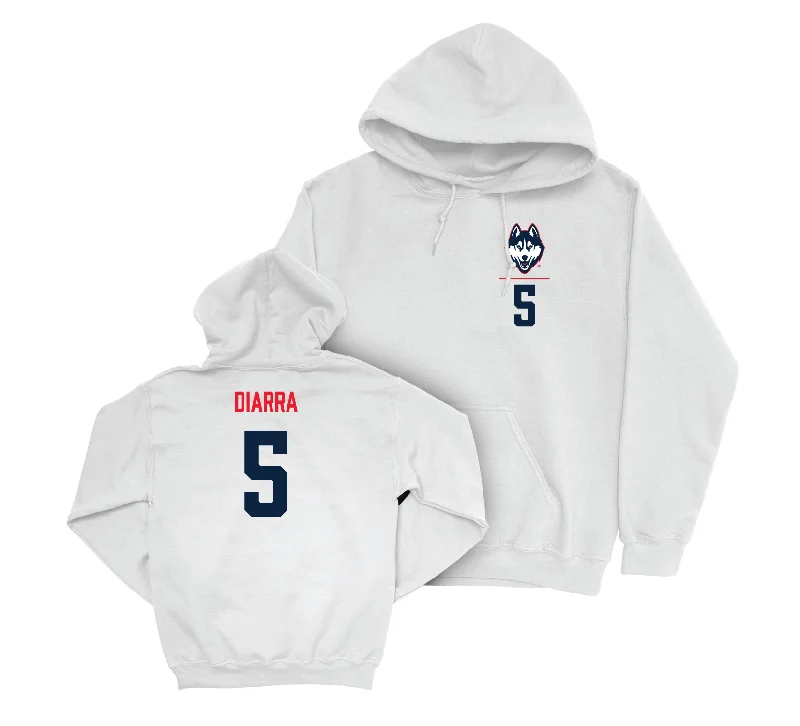 UConn Men's Basketball Logo White Hoodie - Hassan Diarra | #5