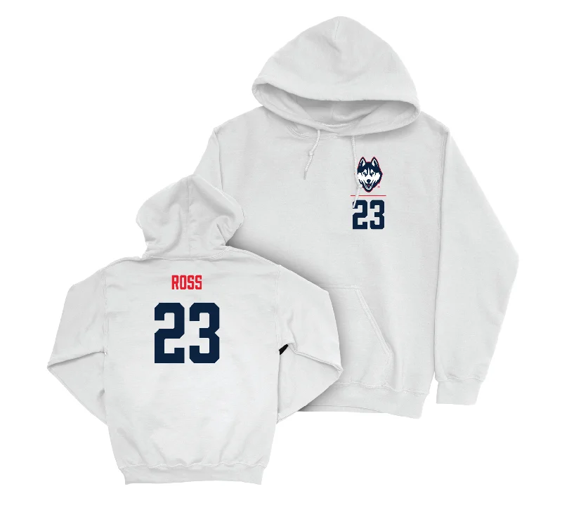 UConn Men's Basketball Logo White Hoodie - Jayden Ross | #23