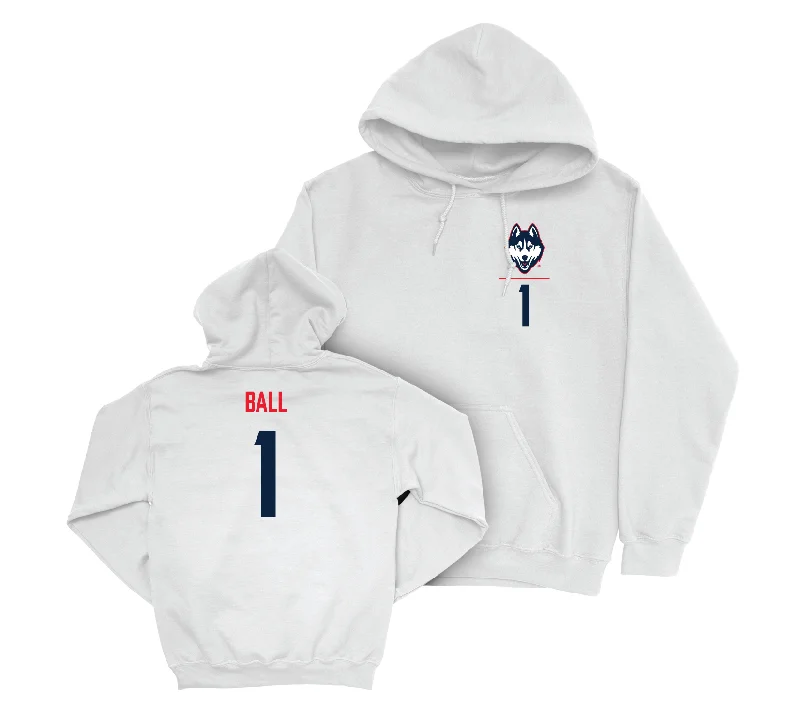 UConn Men's Basketball Logo White Hoodie - Solo Ball | #1