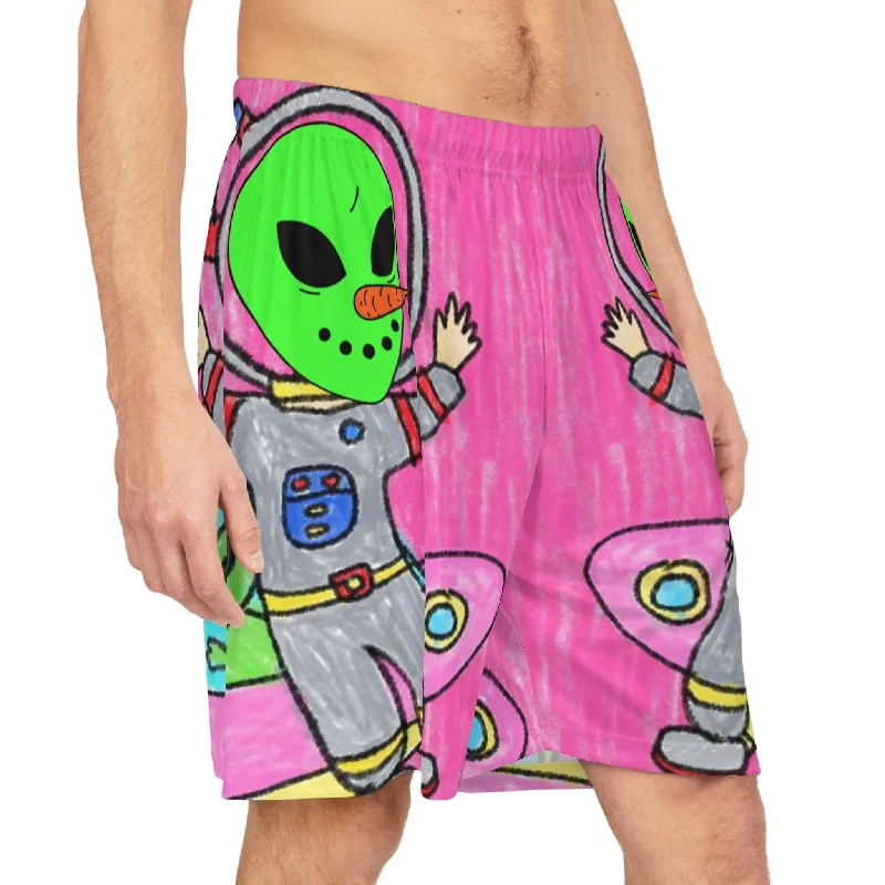 Veggie Visi Alien Vegetable Visitor UFO Basketball Shorts