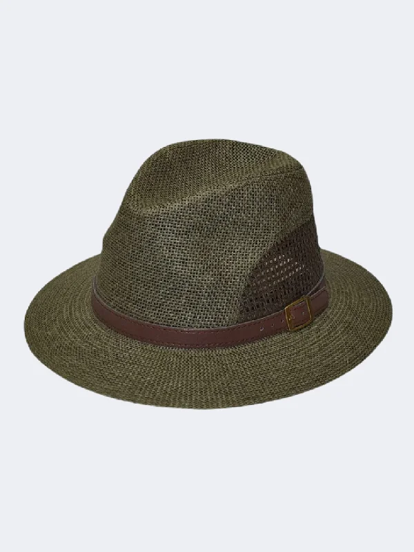 Stamion Peforated Men Beach Hat Dark Green