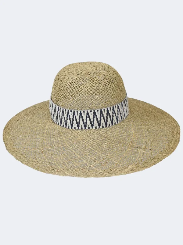 Stamion Wide Floppy Women Beach Hat Natural/Black