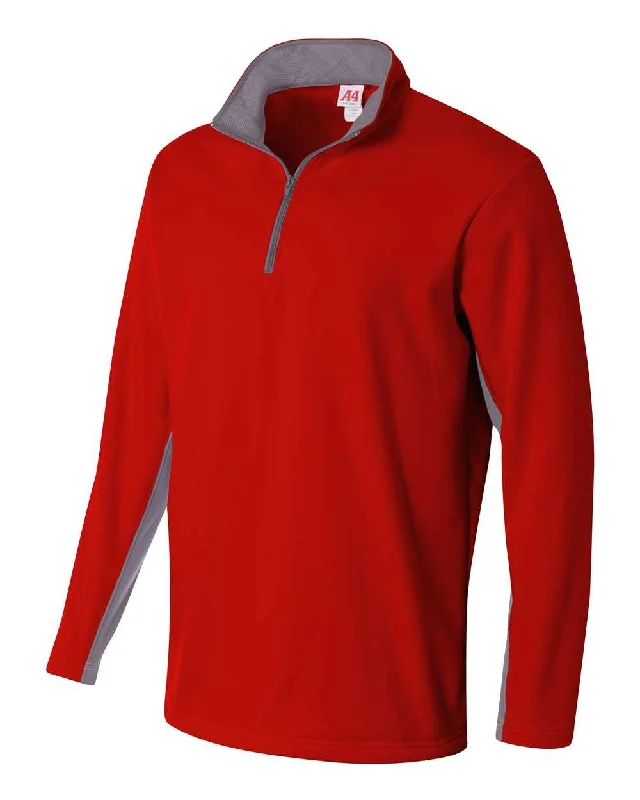 A4 N4246 1/4 Zip Color Block Fleece Jacket - Scarlet Graphite