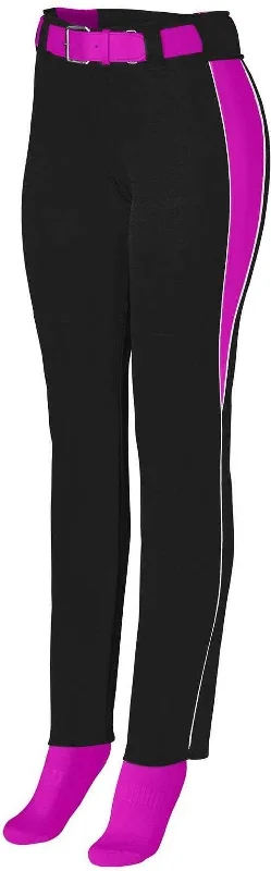 Augusta 1242 Ladies Outfield Pant - Black Power Pink White