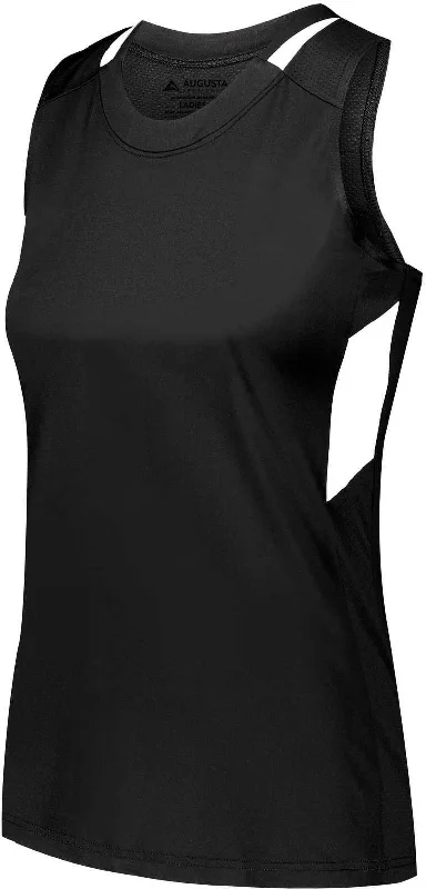 Augusta 2436 Ladies Crossover Tank - Black White