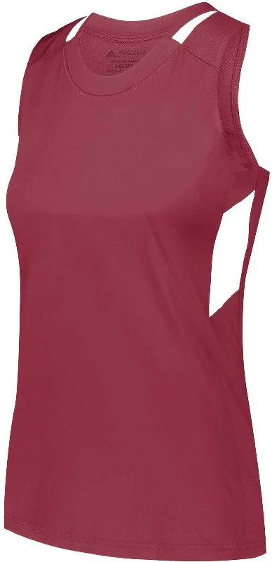 Augusta 2436 Ladies Crossover Tank - Maroon White