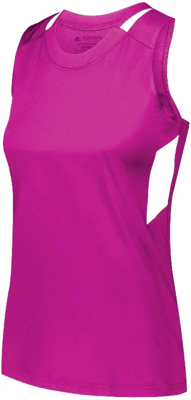 Augusta 2436 Ladies Crossover Tank - Power Pink White