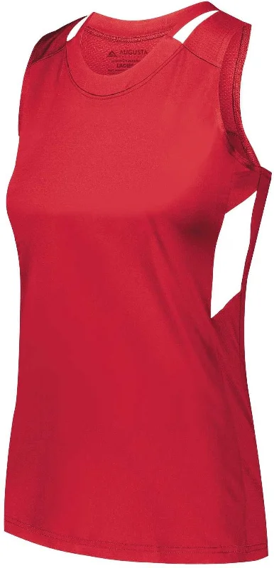 Augusta 2436 Ladies Crossover Tank - Red White