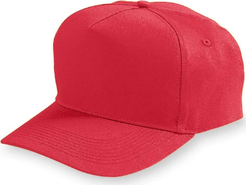 Augusta 6207 Five-Panel Cotton Twill Cap - Youth - Red