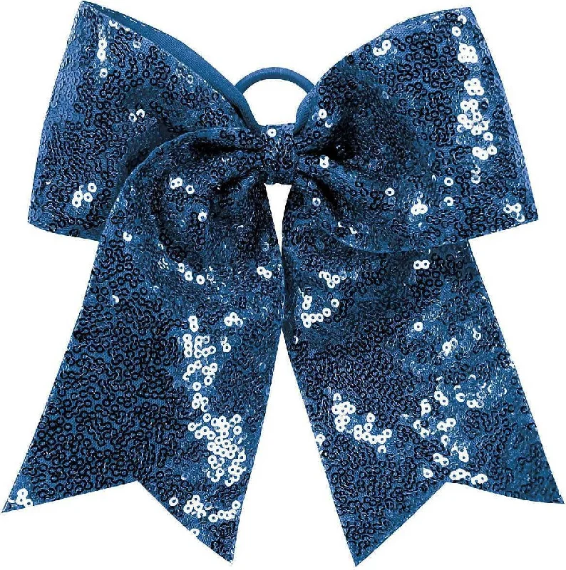 Augusta 6702 Sequin Cheer Hair Bow - Navy