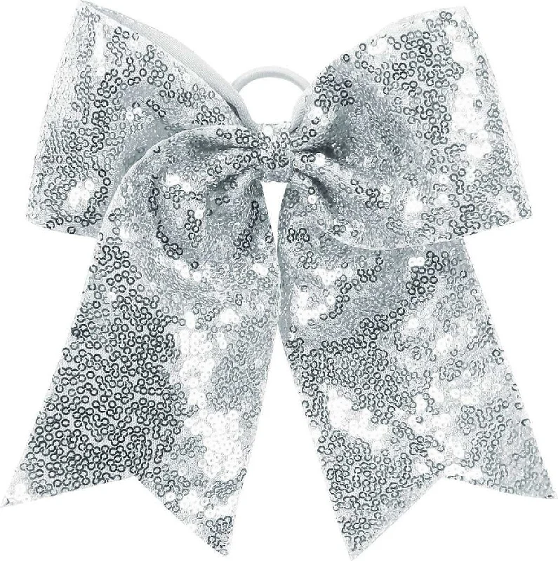 Augusta 6702 Sequin Cheer Hair Bow - Silver Grey