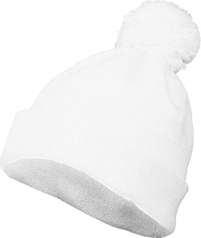 Augusta 6816 Pom Beanie - White