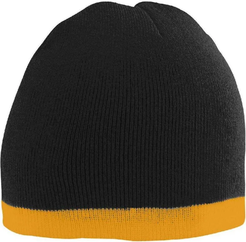 Augusta 6820 Two-Tone Knit Beanie - Black Gold