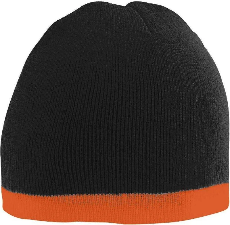 Augusta 6820 Two-Tone Knit Beanie - Black Orange