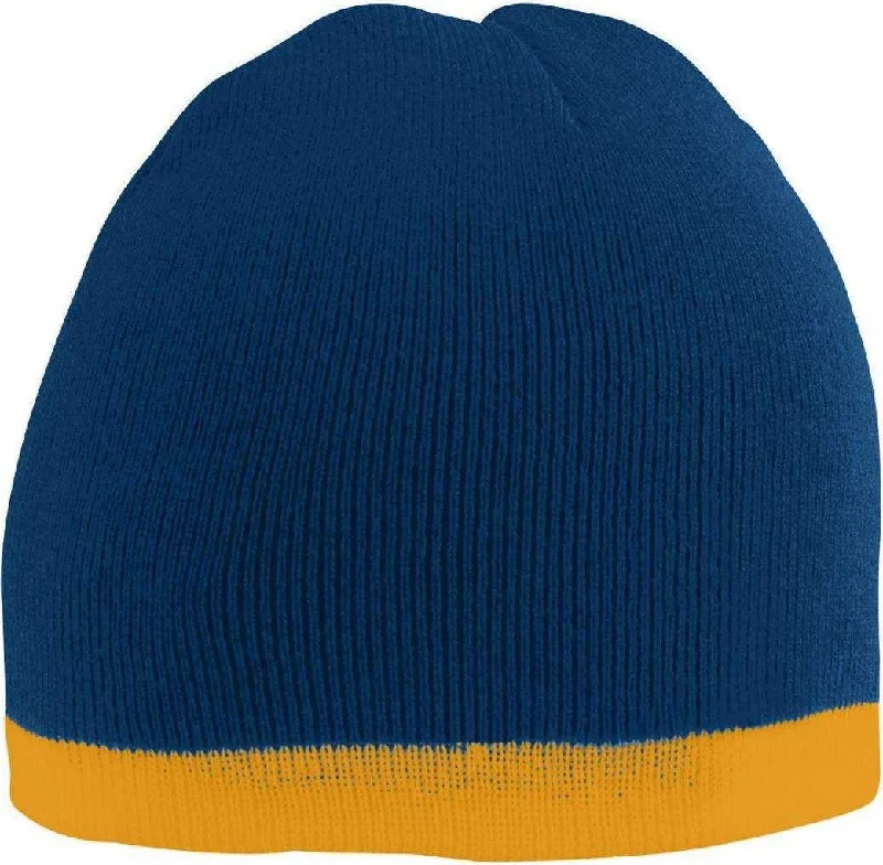 Augusta 6820 Two-Tone Knit Beanie - Navy Gold