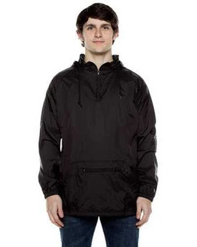 Beimar WB107BG Unisex Nylon Packable Pullover Anorak Jacket - Black