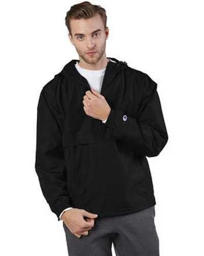 Champion CO200 Adult Packable Anorak 1 4 Zip Jacket - Black