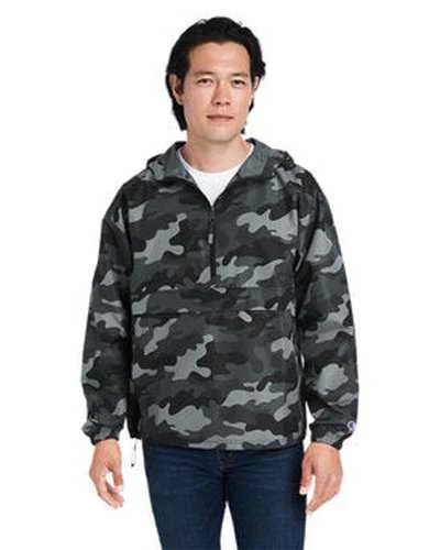 Champion CO200 Adult Packable Anorak 1 4 Zip Jacket - Concrete Camo