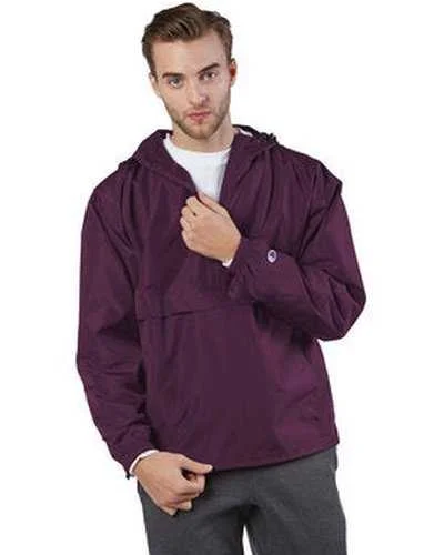 Champion CO200 Adult Packable Anorak 1 4 Zip Jacket - Maroon