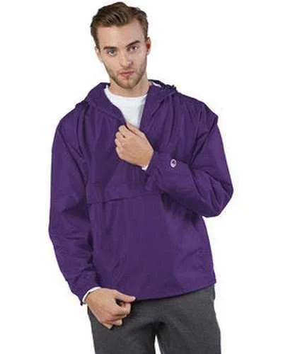 Champion CO200 Adult Packable Anorak 1 4 Zip Jacket - Ravens Purple