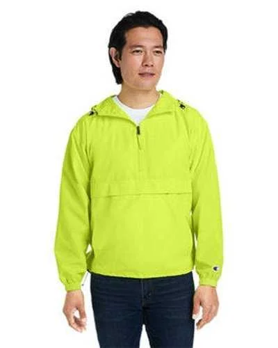 Champion CO200 Adult Packable Anorak 1 4 Zip Jacket - Safety Green