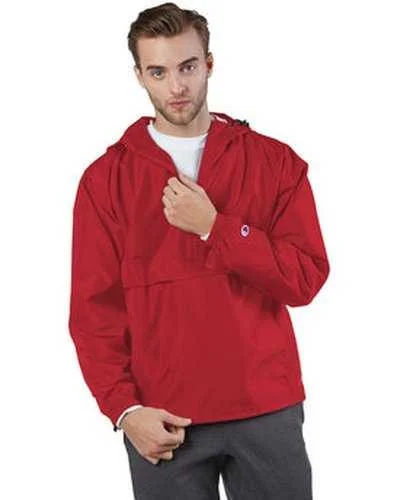 Champion CO200 Adult Packable Anorak 1 4 Zip Jacket - Scarlet