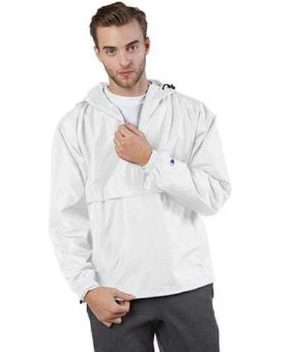 Champion CO200 Adult Packable Anorak 1 4 Zip Jacket - White