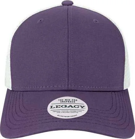 Legacy MPS Mid-Pro Snapback Trucker Cap - Purple White