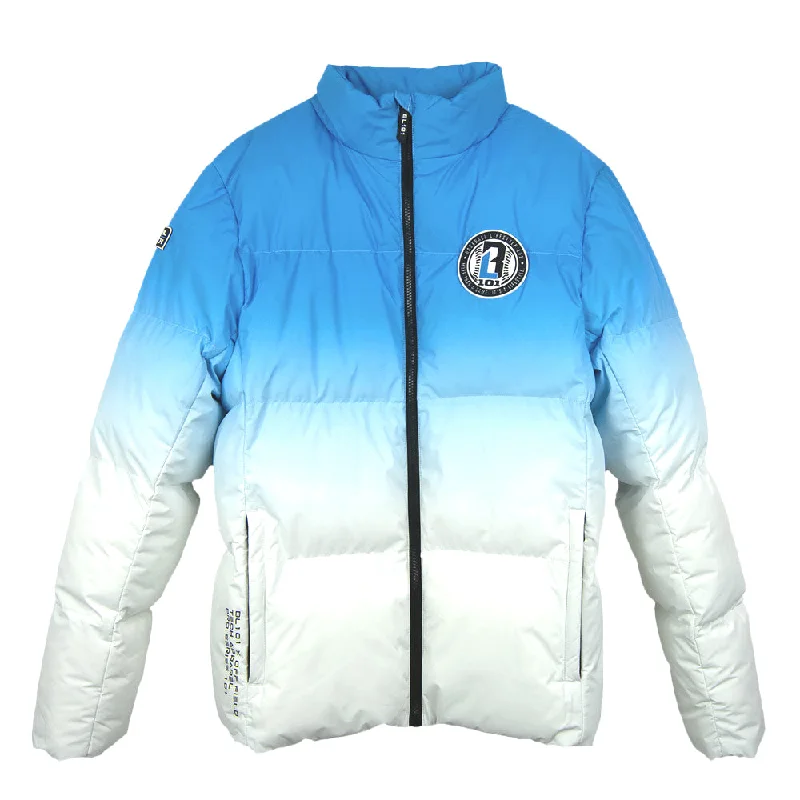 Gradient Full Zip Puffer Jacket - Blue/White