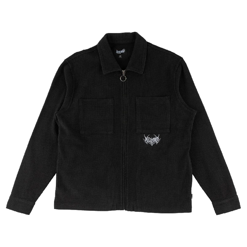 Sliver Garment-Dyed Waffle Knit Zip Shirt