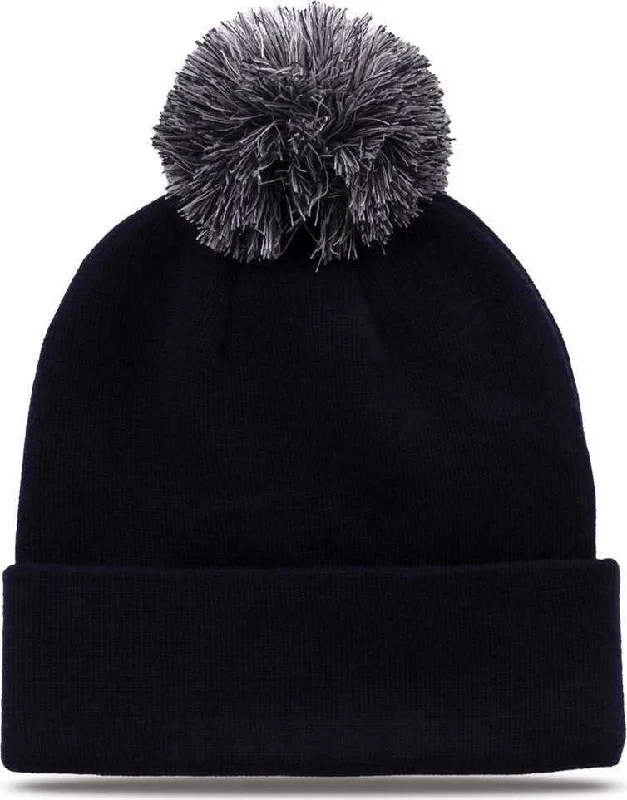 The Game GB461 Roll Up Beanie with Pom - Navy